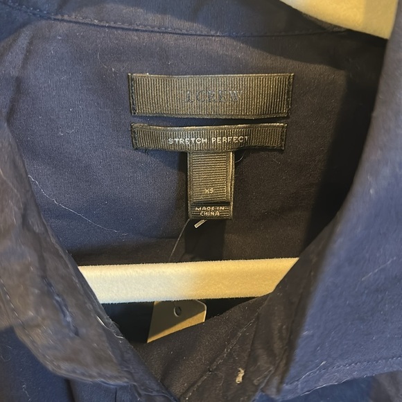 J Crew navy perfect stretch long sleeve button down shirt size XS - Picture 2 of 3